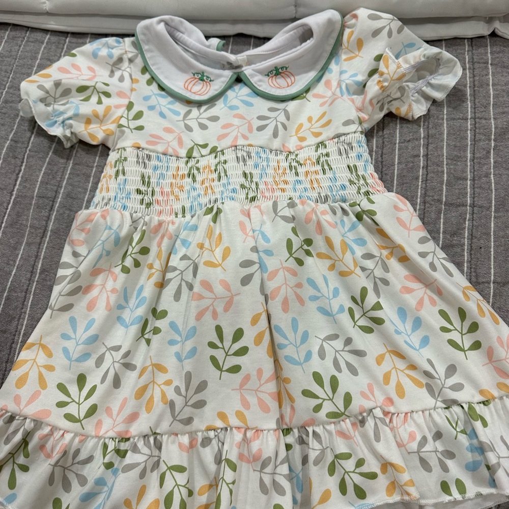 Adorable Leaf Print Kids Dress